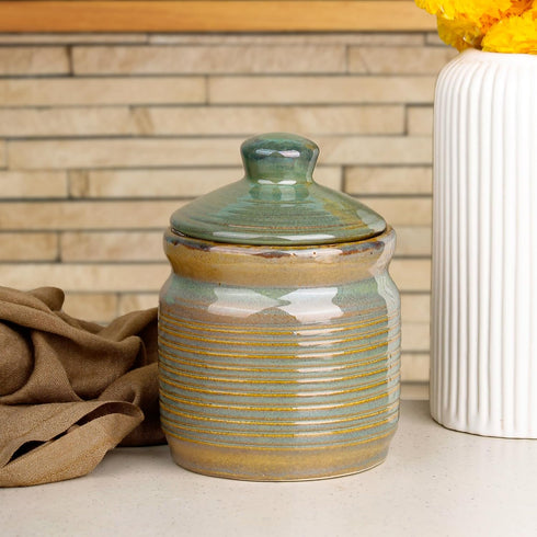 Olive Green Ceramic Pickle Jar (1000ml) - The Earth Store - Multipurpose Jars